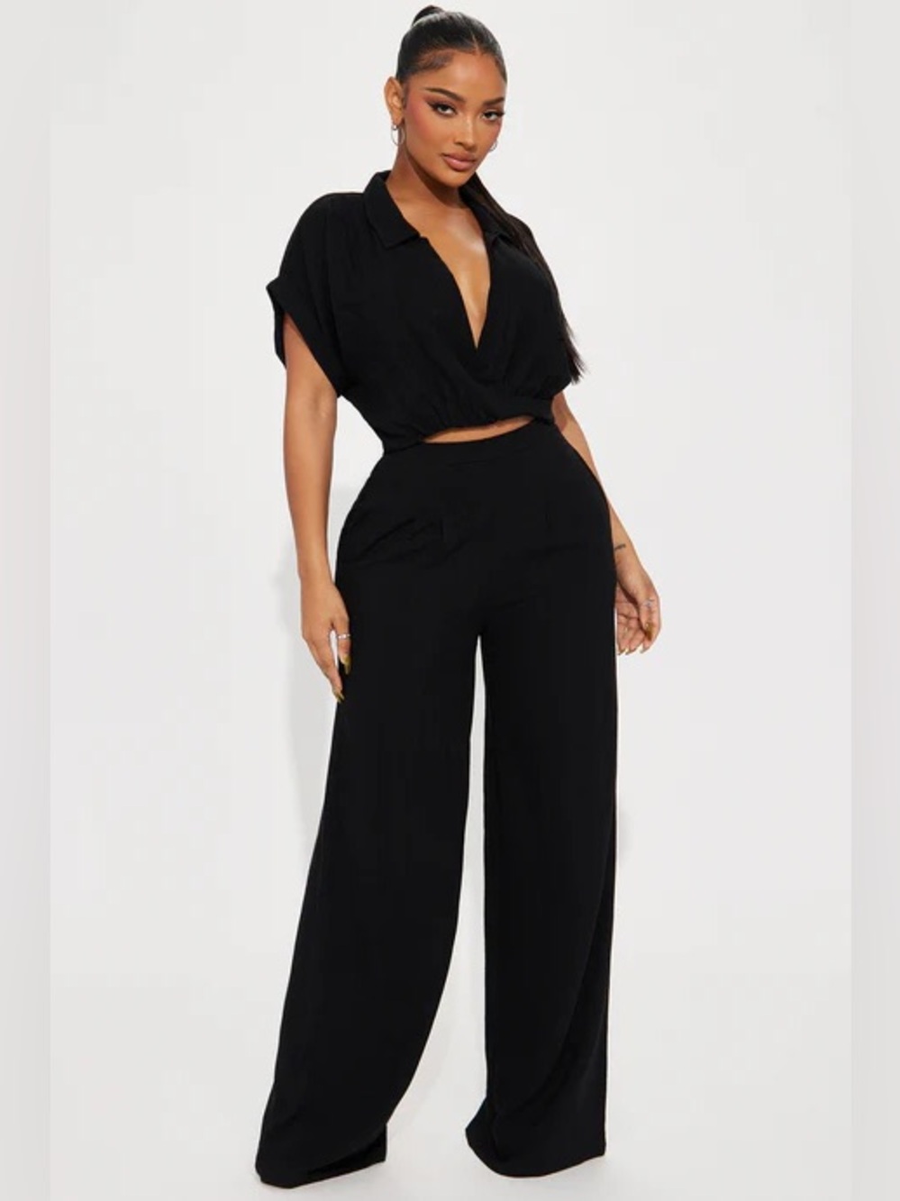 Black Linen Pant Set
